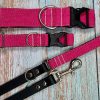 Fuchsia Pink Denim Dog Collar & Lead